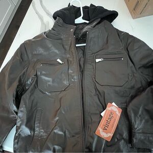 Vintage Dark Brown Men's Bomber Jacket with Hood